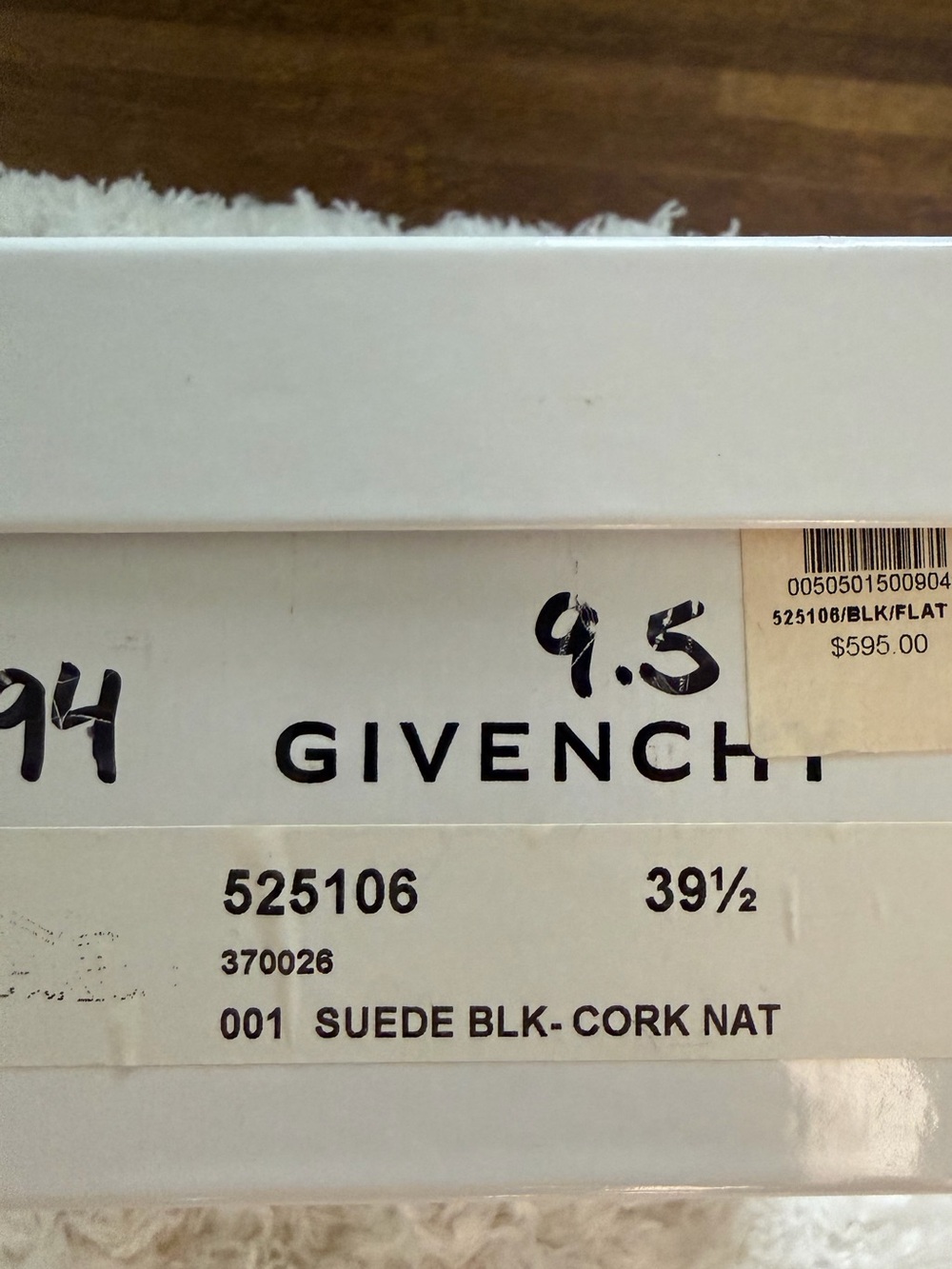 Givenchy Black Suede Cork Flat Sandals Authentic W/ Box 9 39.5 - Picture 6 of 6